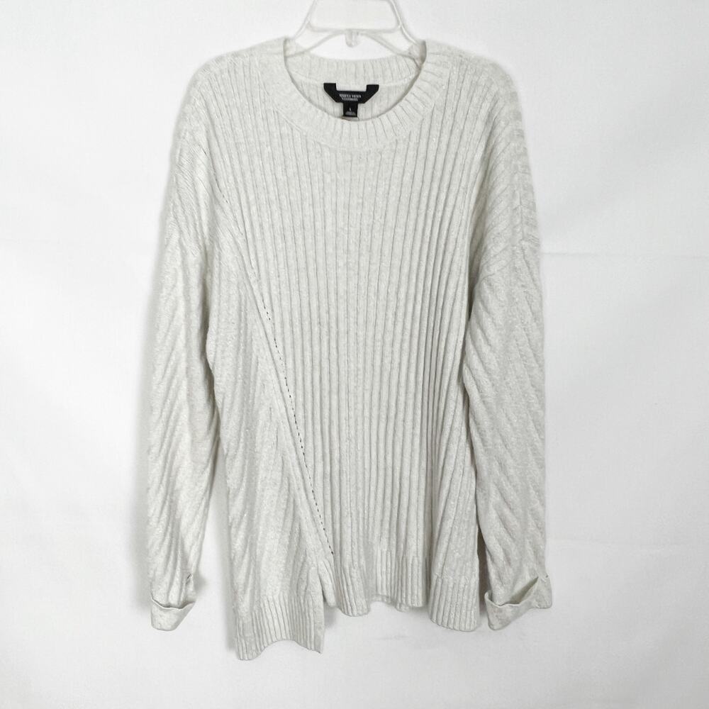 Simply Vera Vera Wang Metallic Gray Pullover Sweater Size Large